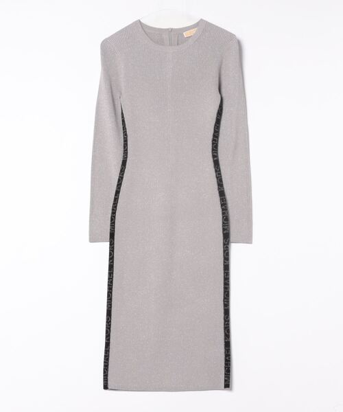 未使用品　MICHAEL KORSメタリック MKテープ LS ドレス MICHAEL KORS ワンピース メタリック リブ ストレッチニット