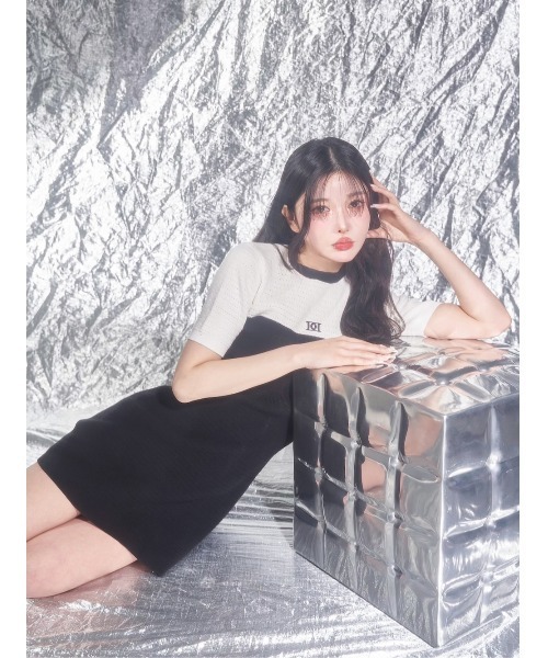 バイカラーロゴニットミニワンピース（ワンピース）｜Darich