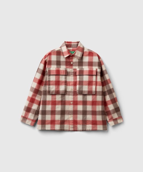 BENETTON (UNITED COLORS OF BENETTON)(ベネトンユナイテッドカラーズオブベネトン)の「キッズ先染めチェック柄長袖シャツB(シャツ/ブラウス・キッズ・ブルー系その他/レッド系その他・SMALL/MEDIUM/LARGE/X-LARGE)」の2枚目の写真