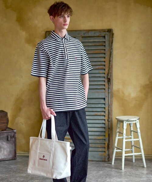 DRESSTERIOR（ドレステリア）の「◆【接触冷感/抗菌防臭/消臭】ICE CLEAR COTTON オーバーフィットボーダーポロシャツ（ポロシャツ・メンズ・ネイビー系2・90/92/91/94）」の3枚目の写真