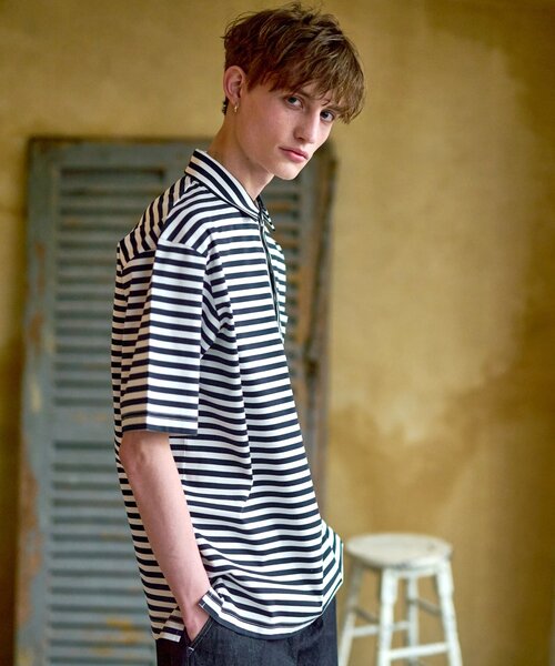 DRESSTERIOR（ドレステリア）の「◆【接触冷感/抗菌防臭/消臭】ICE CLEAR COTTON オーバーフィットボーダーポロシャツ（ポロシャツ・メンズ・ネイビー系2・90/92/91/94）」の5枚目の写真