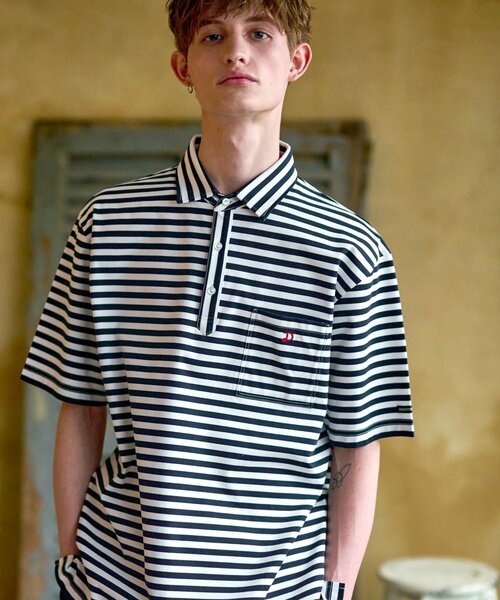 DRESSTERIOR（ドレステリア）の「◆【接触冷感/抗菌防臭/消臭】ICE CLEAR COTTON オーバーフィットボーダーポロシャツ（ポロシャツ・メンズ・ネイビー系2・90/92/91/94）」の6枚目の写真