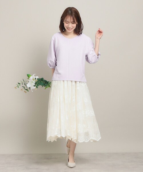 ITS'DEMO（イッツデモ）の「◆【マシンウォッシャブル】リップルプルオーバー（Tシャツ/カットソー・レディース・パープル/グリーン系/ブラック/オフホワイト・00）」の15枚目の写真