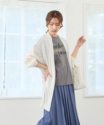接触冷感 シアーニット ロングカーディガン