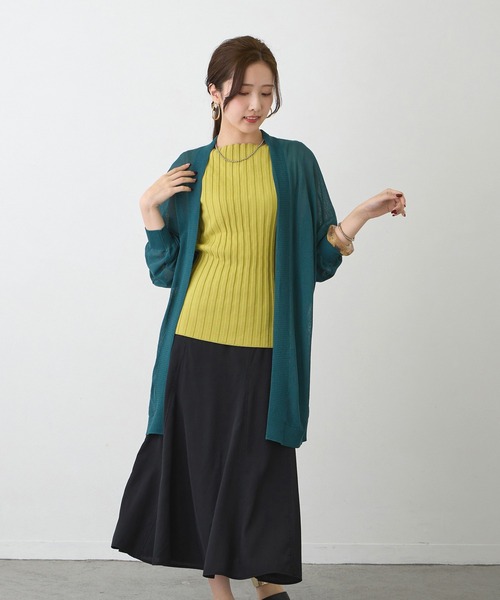 NICOLE white（ニコルホワイト）の「接触冷感 シアーニット ロングカーディガン（カーディガン/ボレロ・レディース・ブラック/オフホワイト/グレー/グリーン/オレンジ・FREE）」の4枚目の写真