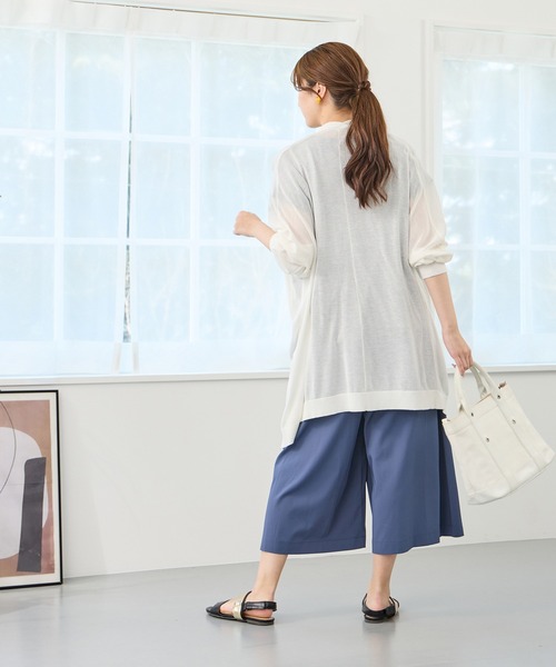 NICOLE white（ニコルホワイト）の「接触冷感 シアーニット ロングカーディガン（カーディガン/ボレロ・レディース・ブラック/オフホワイト/グレー/グリーン/オレンジ・FREE）」の7枚目の写真