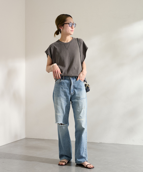 FRAMeWORK(フレームワーク)の「ガーゼ裏毛バックスリットプルオーバー(Tシャツ/カットソー・レディース・チャコールグレー/ベージュ・FREE)」の3枚目の写真