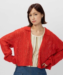 BACK NUMBER | 【BACK NUMBER】透かし編みニット襟付きカーディガン(カーディガン/ボレロ)