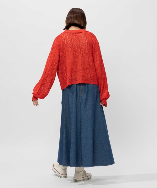 BACK NUMBER（バックナンバー）の「【BACK NUMBER】透かし編みニット襟付きカーディガン（カーディガン/ボレロ・レディース・レッド/グリーン/キナリ・M/L/XL）」の13枚目の写真