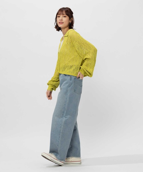 BACK NUMBER（バックナンバー）の「【BACK NUMBER】透かし編みニット襟付きカーディガン（カーディガン/ボレロ・レディース・レッド/グリーン/キナリ・M/L/XL）」の8枚目の写真