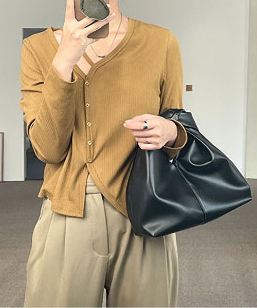 LA VORAGINE（ラ ヴォラジネ）の「ワンハンドル　ギャザーハンドバッグ（ハンドバッグ・レディース・ブラウン/グリーン/ブラック/アイボリー・FREE）」の10枚目の写真