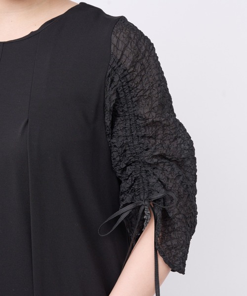 un dix cors（アンディコール）の「《オケージョン》袖ギャザーシルケットワンピース（ドレス・レディース・ブラック・FREE）」の17枚目の写真
