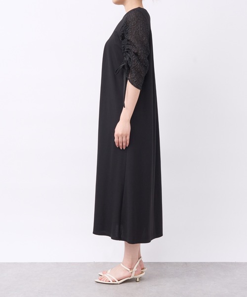 un dix cors（アンディコール）の「《オケージョン》袖ギャザーシルケットワンピース（ドレス・レディース・ブラック・FREE）」の12枚目の写真