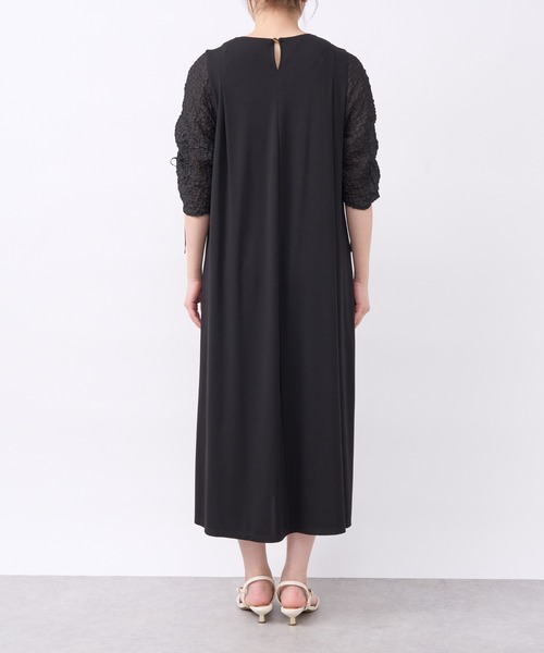 un dix cors（アンディコール）の「《オケージョン》袖ギャザーシルケットワンピース（ドレス・レディース・ブラック・FREE）」の13枚目の写真