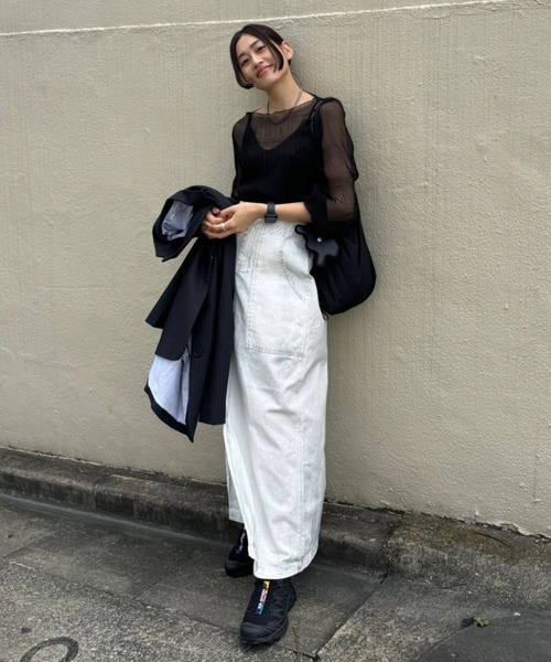 シミ確認用 着画有 イエナ スカート タックフレアミニスカート(S IVORY): BOTTOM