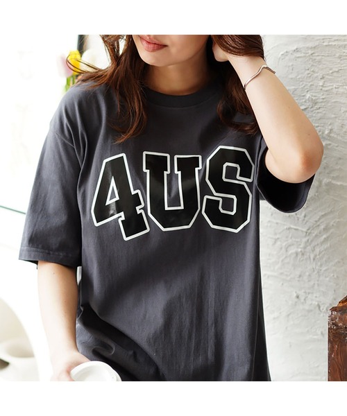 GOLDJAPAN(ゴールドジャパン)の「オーバーサイズロゴTシャツ【大きいサイズ対応】(Tシャツ/カットソー・レディース・グレー・LL/3L/4L)」の6枚目の写真