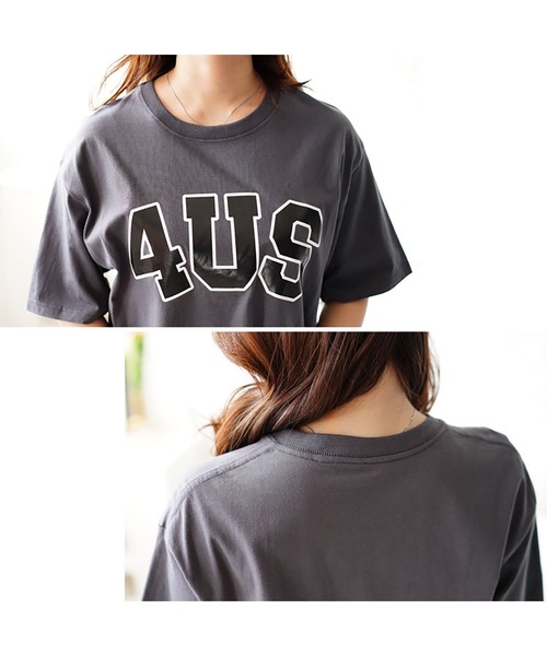 GOLDJAPAN(ゴールドジャパン)の「オーバーサイズロゴTシャツ【大きいサイズ対応】(Tシャツ/カットソー・レディース・グレー・LL/3L/4L)」の7枚目の写真