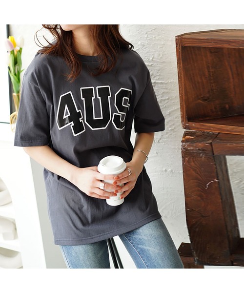 GOLDJAPAN(ゴールドジャパン)の「オーバーサイズロゴTシャツ【大きいサイズ対応】(Tシャツ/カットソー・レディース・グレー・LL/3L/4L)」の13枚目の写真
