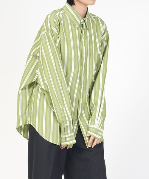 THE SHINZONE（ザ　シンゾーン）の「STRIPE DADDY SHIRTS（シャツ/ブラウス・レディース・グリーン/ブルー・SMALL/REGULAR）」の2枚目の写真
