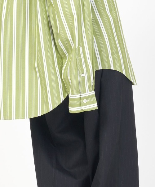 THE SHINZONE（ザ　シンゾーン）の「STRIPE DADDY SHIRTS（シャツ/ブラウス・レディース・グリーン/ブルー・SMALL/REGULAR）」の4枚目の写真