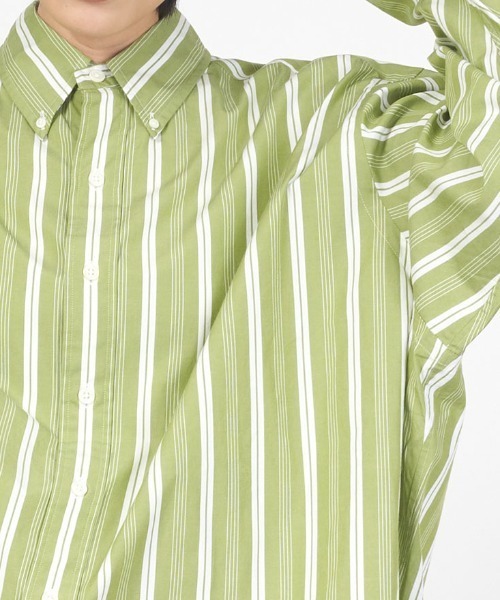 THE SHINZONE（ザ　シンゾーン）の「STRIPE DADDY SHIRTS（シャツ/ブラウス・レディース・グリーン/ブルー・SMALL/REGULAR）」の3枚目の写真