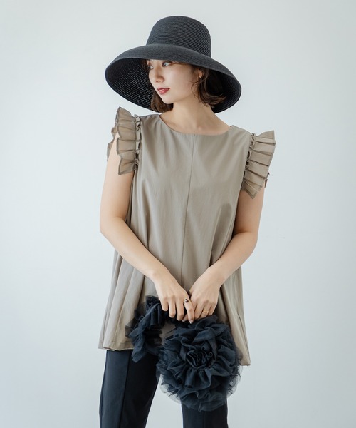 rectangle（レクタングル）の「つば広ビッグストローハット（ハット・レディース・ベージュ/アイボリー/ブラック・FREE）」の6枚目の写真