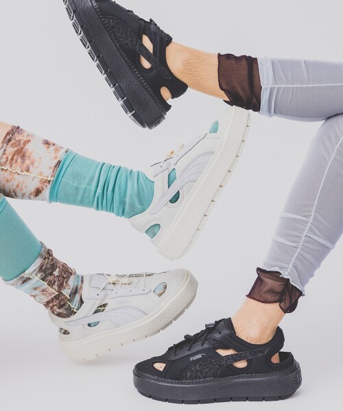 Ray BEAMS（レイビームス）の「PUMA × Ray BEAMS / 別注 プラットフォーム トレース ライト ミュール（スニーカー・レディース・ホワイト/ブラック・23.5cm/25.0cm/24.5cm/24.0cm/23.0cm）」の5枚目の写真