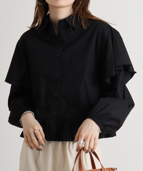 atONE(アットワン)の「atONE ポプリンフリルシャツ(シャツ/ブラウス・レディース・アイボリー/ブラック/ベージュ・M/L)」の10枚目の写真
