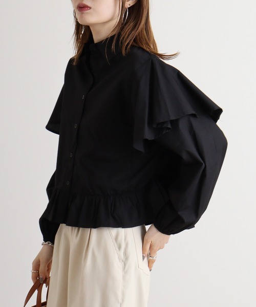 atONE(アットワン)の「atONE ポプリンフリルシャツ(シャツ/ブラウス・レディース・アイボリー/ブラック/ベージュ・M/L)」の11枚目の写真