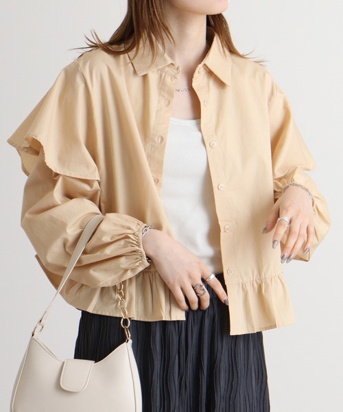 atONE(アットワン)の「atONE ポプリンフリルシャツ(シャツ/ブラウス・レディース・アイボリー/ブラック/ベージュ・M/L)」の16枚目の写真
