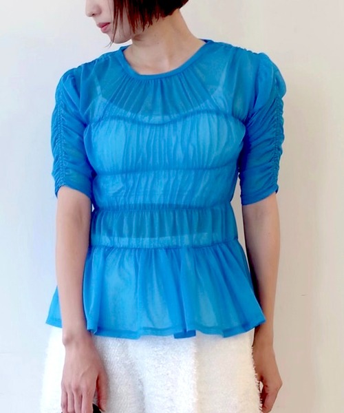 SORIN（ソリン ）の「Sheer Tricot Shirring T-shirt（Tシャツ