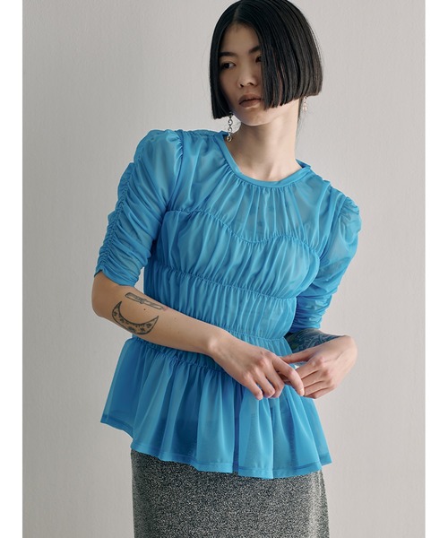 SORIN（ソリン ）の「Sheer Tricot Shirring T-shirt（Tシャツ