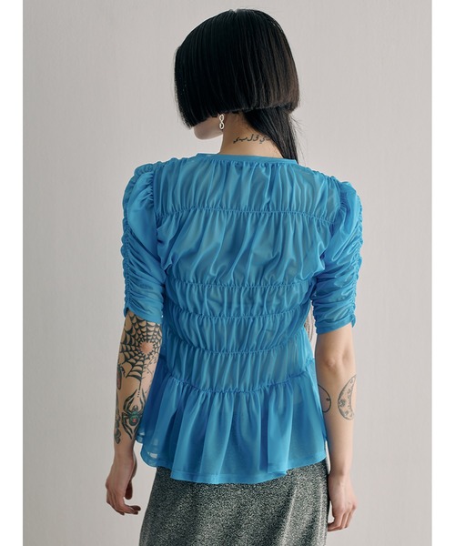 SORIN（ソリン ）の「Sheer Tricot Shirring T-shirt（Tシャツ