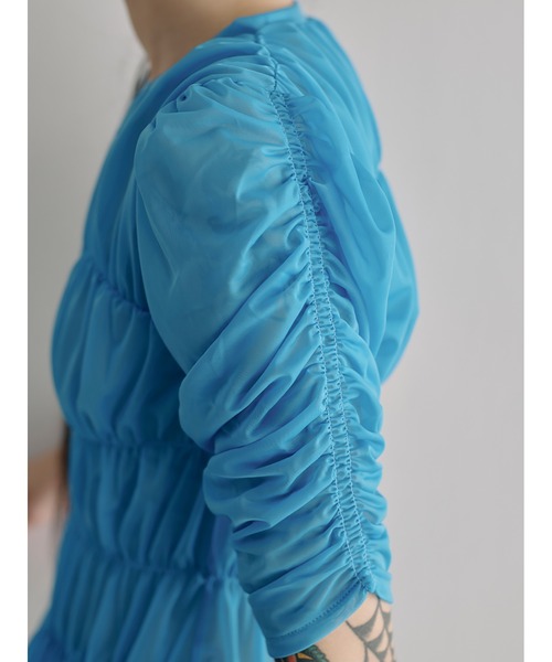 SORIN（ソリン ）の「Sheer Tricot Shirring T-shirt（Tシャツ 