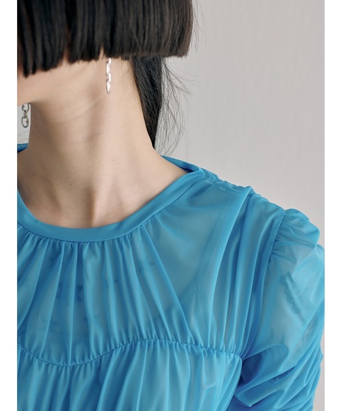 SORIN（ソリン ）の「Sheer Tricot Shirring T-shirt（Tシャツ