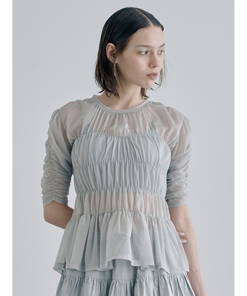 SORIN（ソリン ）の「Sheer Tricot Shirring T-shirt（Tシャツ