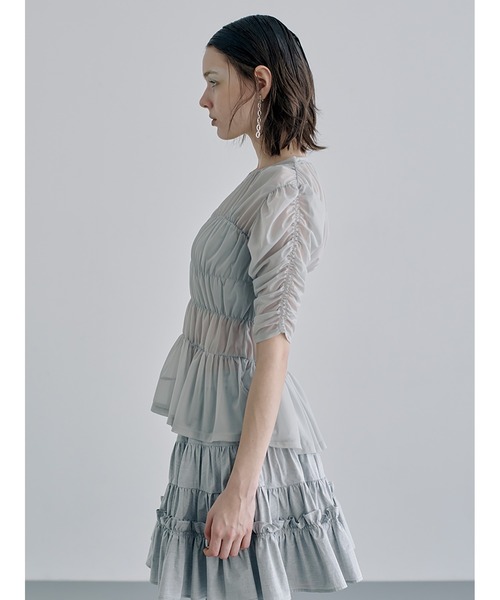 SORIN（ソリン ）の「Sheer Tricot Shirring T-shirt（Tシャツ