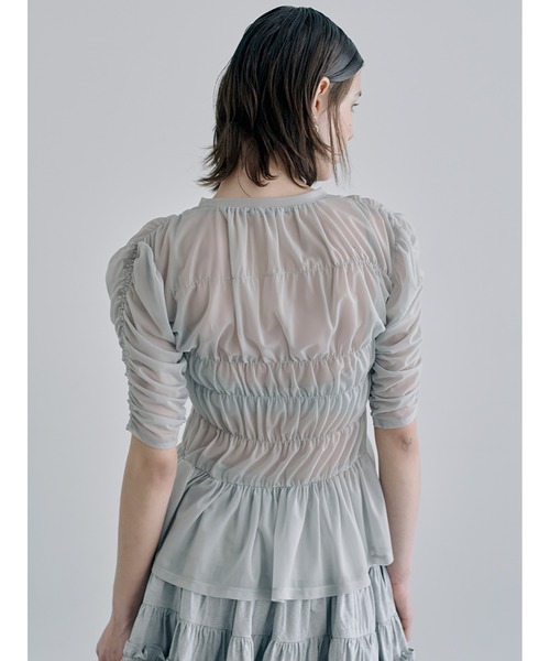 SORIN（ソリン ）の「Sheer Tricot Shirring T-shirt（Tシャツ