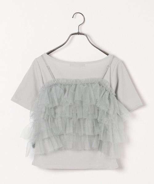 Heather(ヘザー)の「チュールティアードキャミ2P 125523(Tシャツ/カットソー・レディース・グレー/ホワイト×ホワイト/ホワイト×ブラック・FREE)」の6枚目の写真