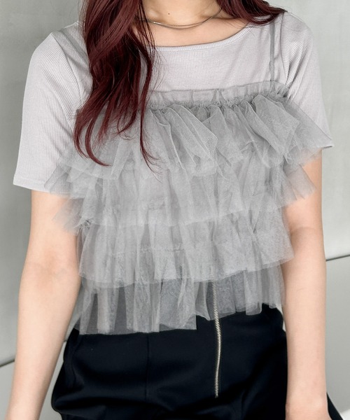 Heather(ヘザー)の「チュールティアードキャミ2P 125523(Tシャツ/カットソー・レディース・グレー/ホワイト×ホワイト/ホワイト×ブラック・FREE)」の21枚目の写真