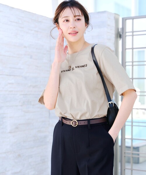 Tiaclasse(ティアクラッセ)の「刺繍ロゴシンプルTシャツ(Tシャツ/カットソー・レディース・ネイビー/ベージュ/オフホワイト・FREE)」の15枚目の写真