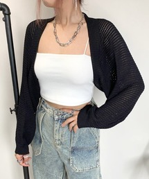 透かし編みショート丈ボレロ