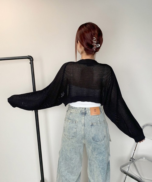 non-hedge(ノンヘッジ)の「透かし編みショート丈ボレロ(カーディガン/ボレロ・レディース・オフホワイト/チャコールグレー/ブラック・FREE)」の13枚目の写真