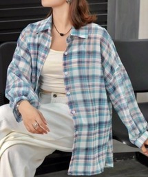 チェック柄ゆったりシアーシャツ