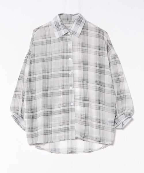 チェック柄ゆったりシアーシャツ