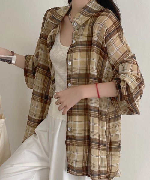 yori タータンチェックシアーシャツ yori タータンチェックシアーシャツ