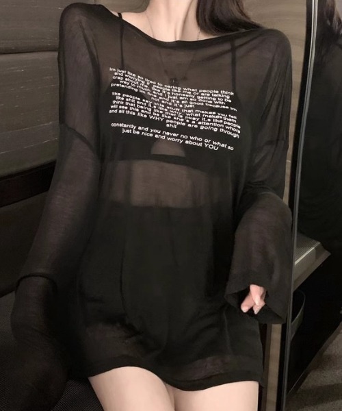 ENIM BY VICKY(エニムバイビッキー)の「シアーロゴプリントロンT《手洗い可能》(Tシャツ/カットソー・レディース・ブラック/ホワイト・M)」の18枚目の写真