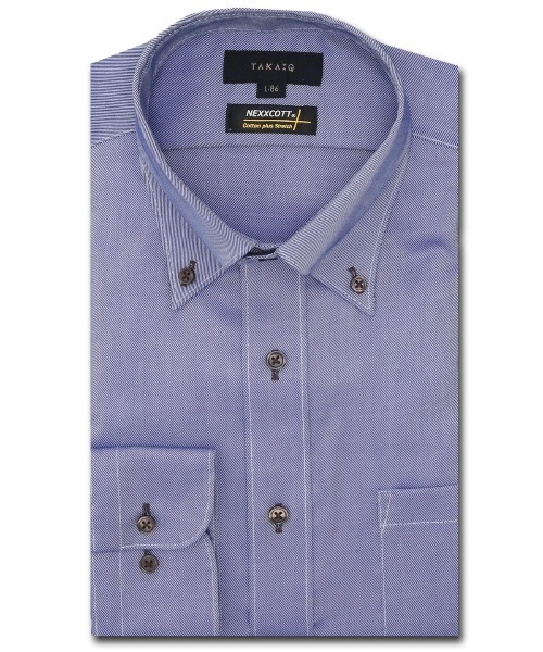タカキュー ネクスコットプラス ストレッチ ノーアイロン ウォッシャブル ボタンダウン ビジネスドレス長袖シャツ（ビジネスシャツ）｜TAKA-Q（タカキュー）