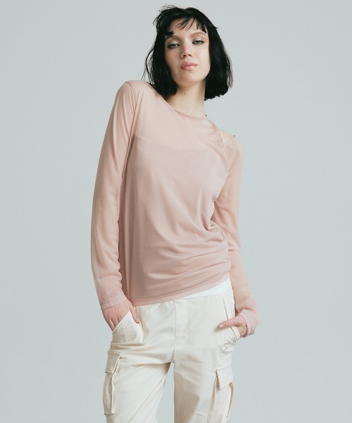 DOUBLE STANDARD CLOTHING（ダブルスタンダードクロージング）の「メリルドッキングプルオーバー（Tシャツ/カットソー・レディース・ピンク/ブラック/オフホワイト・38/36）」の3枚目の写真