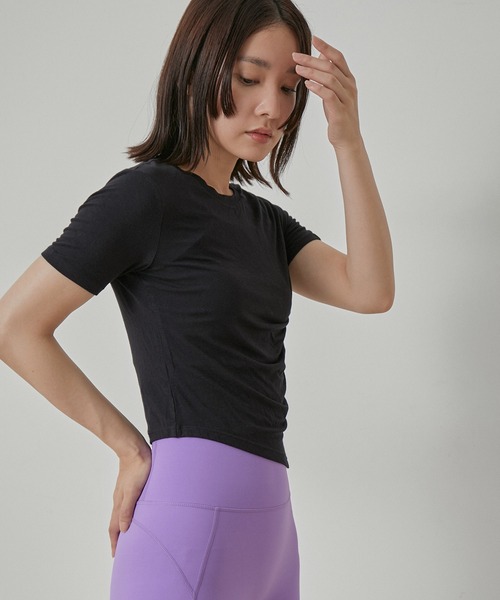 XEXYMIX（ゼクシィミックス）の「【XEXYMIX】サイドシャーリングアシンメトリーTシャツ（Tシャツ/カットソー・レディース・ブラック/ホワイト/ピンク/ラベンダー・L/M）」の8枚目の写真